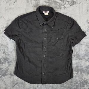 Vintage Red Squad Snap Button Up Shirt Size Large Black Pocket